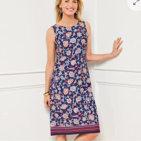 Talbots Petites Women's Size P Effortless Jersey Shift Dress in Stitched Floral - Picture 1 of 10